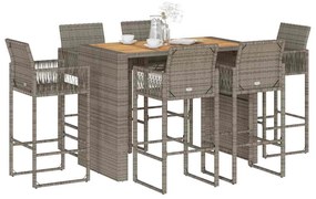 vidaXL Σετ μπαρ κήπου 7 τεμαχίων χωρίς μαξιλάρια Γκρί