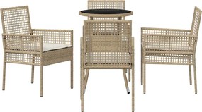 vidaXL Σέτ φαγητού για κήπο 5 pcs Μπεζ συνθετικό ρατάν