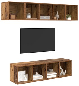 vidaXL Σετ επίπλου τηλεόρασης 4 pcs Παλιό ξύλο 37 x 37 x 142.5 εκ