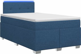 vidaXL Κρεβάτι Box Spring με Στρώμα και LED Μπλε 120 x 190 cm Ύφασμα