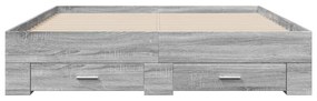 vidaXL Πλαίσιο Κρεβατιού με Συρτάρια Γκρι Sonoma 150x200εκ. Επεξ. Ξύλο