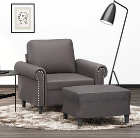 vidaXL Πολυθρόνα Γκρι 60 εκ. Συνθετικό δέρμα με Υποπόδιο