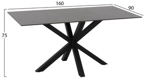 ΤΡΑΠΕΖΙ ΤΡΑΠΕΖΑΡΙΑΣ SYNTEC HM9308.01 SINTERED STONE ΜΑΥΡΟ ΜΕΤΑΛΛΙΚΑ ΠΟΔΙΑ 160x90x75Y εκ.