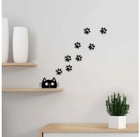 Αφρώδη Αυτοκόλλητα Τοίχου Cat & Paws S 59516 Ango-59516-Μαύρο-Λευκό 59516