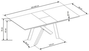 Τραπέζι Houston 1008, Μαύρο, Δρυς, 76x90x160cm, 58 kg, Επιμήκυνση, Ινοσανίδες μέσης πυκνότητας, Φυσικό ξύλο καπλαμά, Μέταλλο | Epipla1.gr