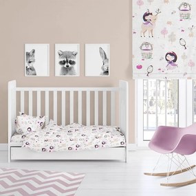 Σεντόνι Βρεφικό Lily & Deer 179 White-Pink DimCol Λίκνου 80x110cm 100% Cotton