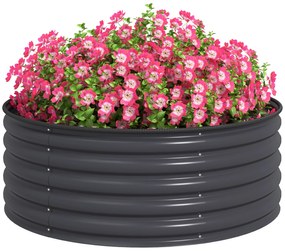 Outsunny Υπερυψωμένο παρτέρι, Γαλβανισμένο παρτέρι με άκρη ασφαλείας, Γλάστρα με ανοιχτό πάτο, 120 x 120 x 43 εκ., Σκούρο γκρι