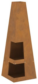 vidaXL Φυτίλι με Αποθήκευση Ξύλων 35x35x100 εκ Από Α weathering Χάλυβα