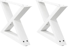 vidaXL Πόδια Τραπεζιού Σαλονιού 2 τεμ. Λευκά 50x(30-31,3) εκ. Ατσάλι