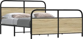 vidaXL Σκελετός Κρεβ. Χωρίς Στρώμα Sonoma Δρυς 150x200 εκ. Μεταλλικό