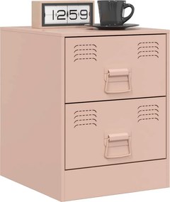 vidaXL Κομοδίνο Ροζ 34,5 x 39 x 44 εκ. από Χάλυβα