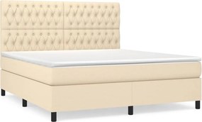 vidaXL Κρεβάτι Boxspring με Στρώμα Κρεμ 180x200 εκ. Υφασμάτινο