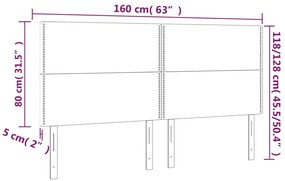 vidaXL Κεφαλάρι Κρεβατιού LED Ανοιχτό Γκρι 160x5x118/128εκ. Υφασμάτινο