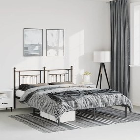 vidaXL Πλαίσιο Κρεβατιού με Κεφαλάρι Μαύρο 150 x 200 εκ. Μεταλλικό