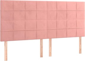 vidaXL Κρεβάτι Boxspring με Στρώμα Ροζ 160x200 εκ. Βελούδινο