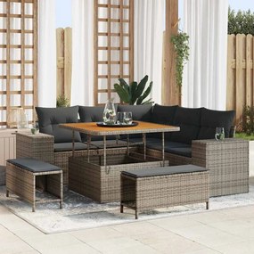 vidaXL Σετ Καναπέ Κήπου 8 pcs Γκρι συνθετικό ρατάν