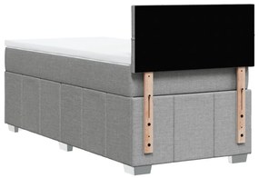 vidaXL Κρεβάτι Boxspring με Στρώμα Ανοιχτό Γκρι 90x200 εκ. Υφασμάτινο