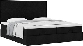 vidaXL Οθωμανικό κρεβάτι με στρώματα Μαύρο 180x200cm Ύφασμα