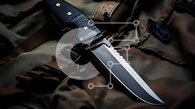 Intra Συλλεκτικό Ξύλινο Παζλ Plywood  4mm - Μαχαίρι σε καμουφλαρισμένο σακίδιο πλάτης Σε Ξύλινο Κουτί - Διαστάσεις: 10x10 cm – 25 κομμάτια