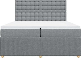 vidaXL Κρεβάτι Boxspring με Στρώμα Ανοιχτό Γκρι 200x200 εκ. Υφασμάτινο