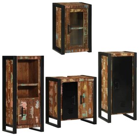 vidaXL Σετ Επίπλων Μπάνιου 4 pcs Πολύχρωμο Στερεό ανακτημένο ξύλο