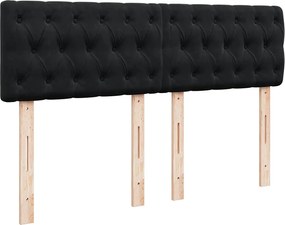 vidaXL Κρεβάτι Boxspring με Στρώμα Μαύρο 140x190 εκ. Βελούδινο