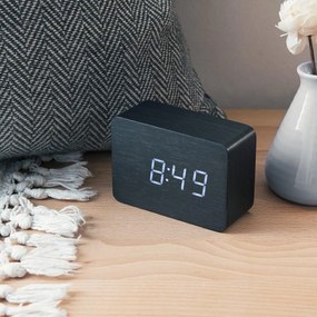 Επιτραπέζιο Ψηφιακό Ξύλινο Ρολόι με οθόνη LED, Ξυπνητήρι, Θερμόμετρο - Μαύρο