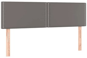 vidaXL Κρεβάτι Boxspring με Στρώμα Γκρι 140x200εκ. από Συνθετικό Δέρμα