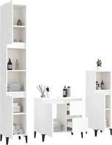 vidaXL Σετ Επίπλων Μπάνιου 3 Τεμαχίων Λευκό από Επεξεργασμένο Ξύλο