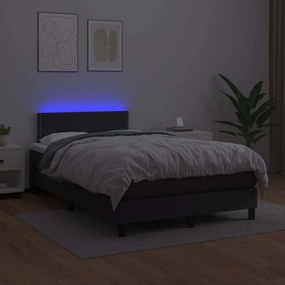 vidaXL Κρεβάτι Boxspring με Στρώμα&amp;LED Μαύρο 120x190εκ.Συνθετικό Δέρμα