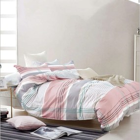 Πάπλωμα Σετ 3τμχ Status Haley Pink-Grey Ρυθμός Queen Size 220x240cm 100% Βαμβακοσατέν