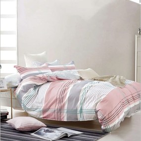 Πάπλωμα Σετ 3τμχ Status Haley Pink-Grey Ρυθμός Υπέρδιπλo 220x240cm 100% Βαμβακοσατέν