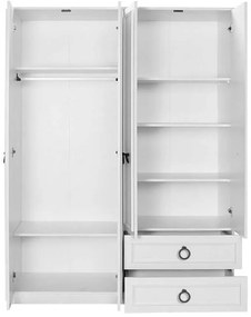Ντουλάπα ρούχων Hampton Megapap τετράφυλλη χρώμα λευκό 140x52x185εκ.
