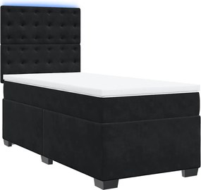 vidaXL Κρεβάτι Boxspring με Στρώμα Μαύρο 80 x 200 εκ. Βελούδινο