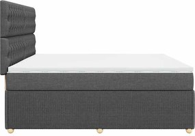vidaXL Κρεβάτι Boxspring με Στρώμα Σκούρο Γκρι 200x200 εκ. Υφασμάτινο