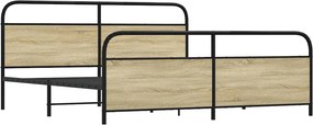 vidaXL Σκελετός Κρεβ. Χωρίς Στρώμα Sonoma Δρυς 200x200 εκ. Μεταλλικό