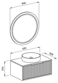 Σετ Έπιπλο Μπάνιου HOLE Μπλε MDF 18mm Λάκα 85 9SHOL085BLS Πάγκο 83x50x37cm