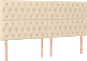 vidaXL Κρεβάτι Boxspring με Στρώμα Κρεμ 200x200 εκ. Υφασμάτινο