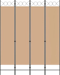 vidaXL 4-Πίνακας Διαχωριστικός Μπεζ 160 x 200 cm Ύφασμα