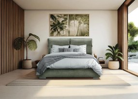 Επενδυμένο Κρεβάτι Andros Fylliana Λαδί Διπλό 160x200 εκ. 175x214x115 εκ.