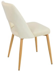 Murde chair beige velvet fabric and metal legs in a natural shade 48.5x61x89cm 48.5x61x89 εκ.