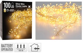 Deco 100 Φωτάκια MicroLED - 1 Μέτρο + 0.5 Μέτρο σύνδεσης , Πυκνή Διάταξη, Ασημί συρμάτινο καλώδιο - Θερμό λευκό