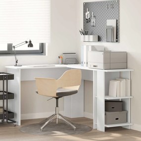 vidaXL Γωνιακό γραφείο Λευκό 140 x 113,5 x 75 εκ. Επεξεργασμένο ξύλο