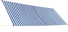 vidaXL Τέντα Συρόμενη Μπλε / Λευκό 400 x 150 εκ.