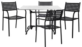 Τραπεζαρία Κήπου (Σετ 5Τμχ) HM11717 110x70x72,5cm Black-White 4 Θέσεων