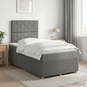 vidaXL Κρεβάτι box spring με στρώμα Σκούρο Γκρι 120 x 200 cm Ύφασμα