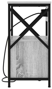 vidaXL Κομοδίνο με Σταθμό Φόρτισης Γκρι sonoma 40 x 31 x 60 εκ.