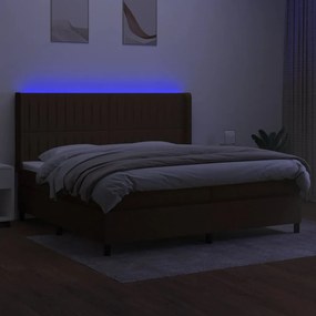 vidaXL Κρεβάτι Boxspring με Στρώμα &amp; LED Σκ.Καφέ 200x200εκ. Υφασμάτινο