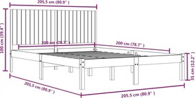 vidaXL Σκελετός Κρεβ. Χωρίς Στρώμα Λευκό 200x200 εκ Μασίφ Πεύκο