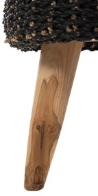 Σκαμπό BEAM απο Ξύλο TEAK και Seagrass σε Φυσικό και Μαύρο Φ43x45Yεκ. 43x43x45 εκ.